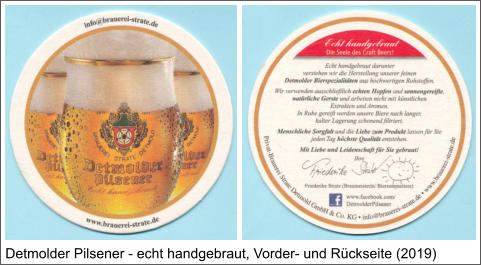 Detmolder Pilsener - echt handgebraut, Vorder- und Rückseite (2019)