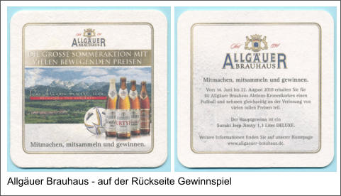 Allgäuer Brauhaus - auf der Rückseite Gewinnspiel