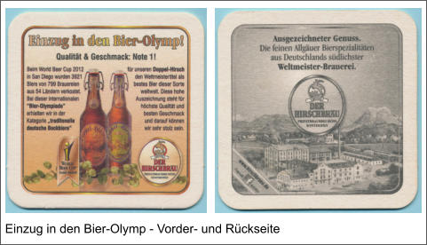 Einzug in den Bier-Olymp - Vorder- und Rückseite