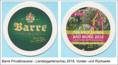 Barre Privatbrauerei - Landesgartenschau 2018, Vorder- und Rückseite