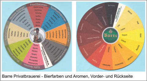 Barre Privatbrauerei - Bierfarben und Aromen, Vorder- und Rückseite