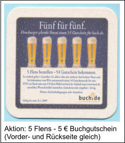 Aktion: 5 Flens - 5 € Buchgutschein (Vorder- und Rückseite gleich)